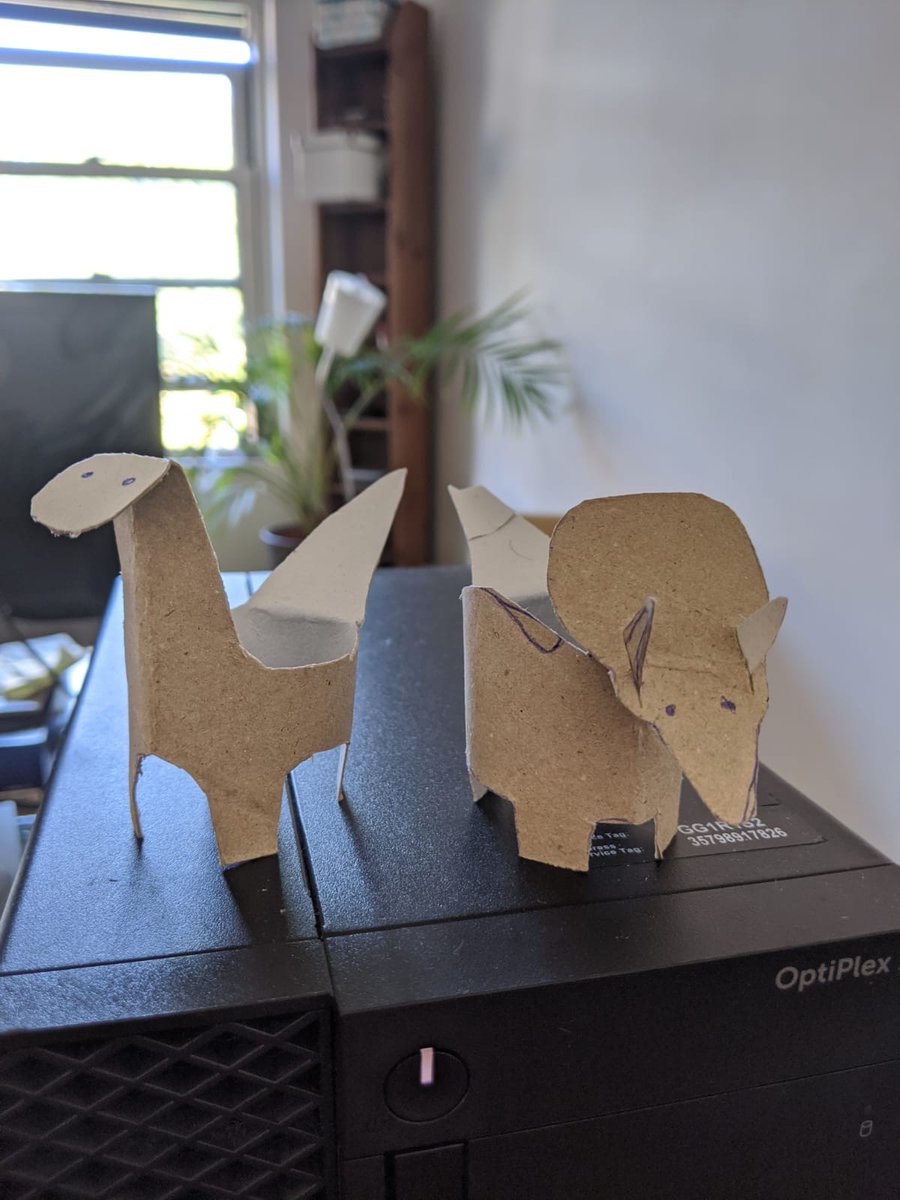 JAWsustain's tweet photo. Every Wednesday we have an hour of JAW time to connect with the team and let our hair down via zoom crafts or games. This week we made some desk buddies out of old toilet roll tubes #dinosaur #toiletrollcrafts #TeamJAW https://t.co/IpC4arevGk