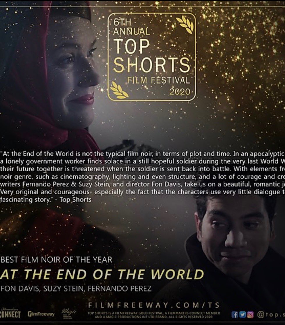 FonHDavis's tweet image. What an incredible ride this has become! @at_the_end_movie just won Best Film Noir of the Year from the @TopShorts. Thank you @EntityEyeEnt &amp;amp; the entire crew for contributing to this poetic love story. I am honored for the opportunity to direct this movie.