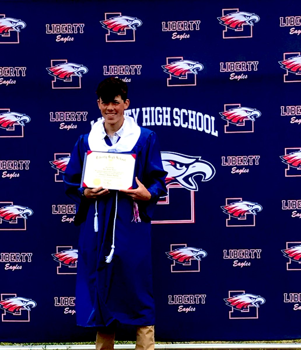 Cmk1299's tweet photo. I watched my (not so) little brother walk across an empty field this morning. He threw his cap alone, he walked with our parents, and his siblings were the only ones screaming from the stands. It was hard, you walked through life with your head high. I’m so very proud of you. ❤️ https://t.co/W9O17coazV