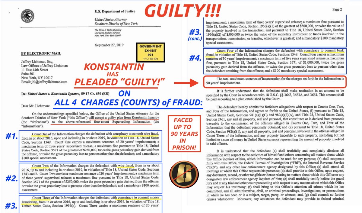  @dosarrest OneCoin's head of operations Konstantin Ignatov has already pleaded guilty on 4 counts with maximum 90 years of prison, including wire fraud and money laundering. https://www.bbc.com/news/technology-50417908ALSO: https://www.scribd.com/document/434747259/On-OneCoin-Cooperator-Konstantin-Ignatov-s-Plea-Agreement-for-5K1-letterDO YOU ENDORSE PONZI FRAUD?WHY R YOU ENABLING THEM?