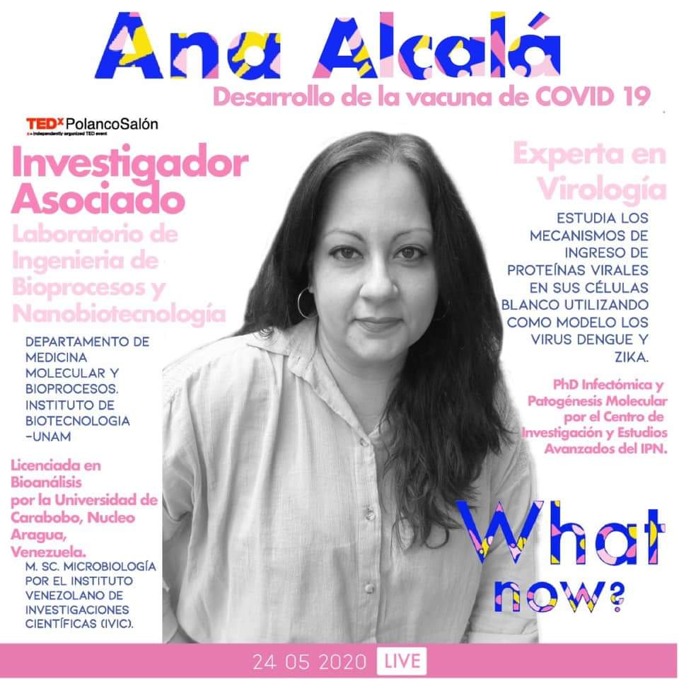 _tedxpolanco's tweet photo. La Dra. Ana Alcalá, experta en Virología, nos  llevará de la mano en los andares de la búsqueda de la vacuna del #Covid_19 
▫️24 de Mayo
▫️4:00pm
▫️ Registro gratuito: https://t.co/Bd4KZz02e9

#TEDxPolanco #WhatNow? https://t.co/eckR6myfmC