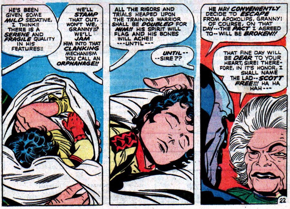 Kirby’s idealistic vision can be seen artfully in The Pact, which reveals the surprise twist that Mr Miracle is Highfather’s son and Orion is Darkseid’s, but they were swapped as children as part of a mythic treaty. Yet, neither nature nor nurture define either of them.