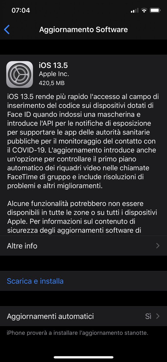 Apple #Covid_19 rilasciata riconoscimento con mascherina e API covid 19 (iOS 13.5) #firmware #iOS135 era ora 🤗