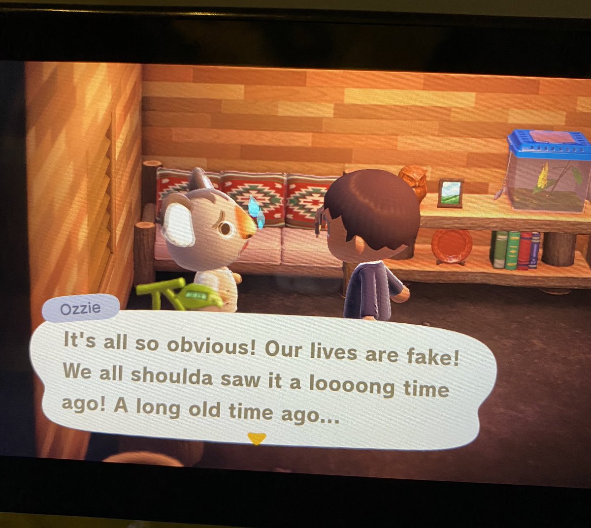 shivam_nerd's tweet image. Ozzie calling out all the absurdity of #AnimalCrossing and #TomNook before saying “Psych, you’re pranked” (something like that). This game is wild ya’all. I’ll have what the developers of this game are having.