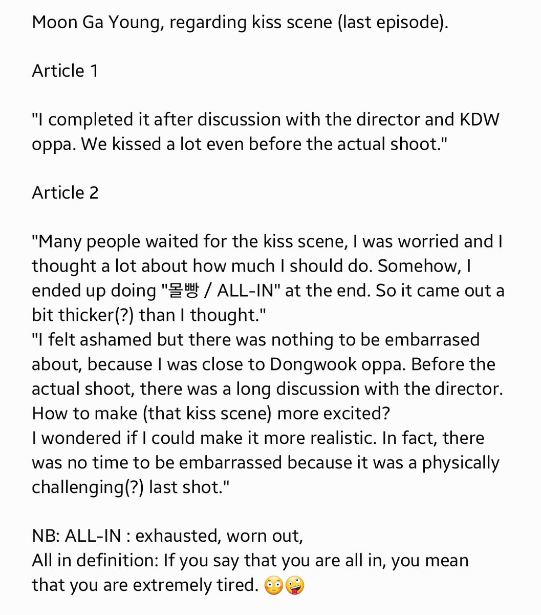  #MoonGaYoung about the last kiss scene   #FindMelnYourMemory  #KimDongWook   https://n.news.naver.com/entertain/article/469/0000497889  http://www.newsinside.kr/news/articleView.html?idxno=1075016