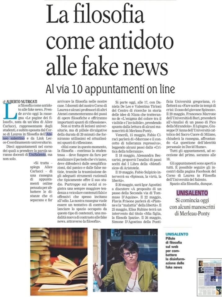 FlaviaFrisone's tweet image. 🤔 Com’è che «… dalla massima libertà viene la maggiore e più feroce forma di schiavitù»?

🖥 Diretta su Facebook

Pagine dei filosofi è la rassegna di appuntamenti online organizzata dal Corso di Laurea in #Filosofia #UniSalento  

#platone #storiagreca #philosophy #FakeNews