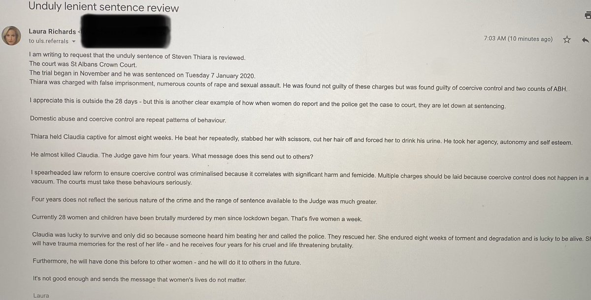 Steven Thiara tortured Claudia for 8 weeks. He beat her, hacked off her hair & forced her to drink his urine He almost killed her. A measly 4 year sentence? What a joke @jessphillips @NickTorfaen @nicolejacobsST Judges & criminal justice system are failing women. This must change