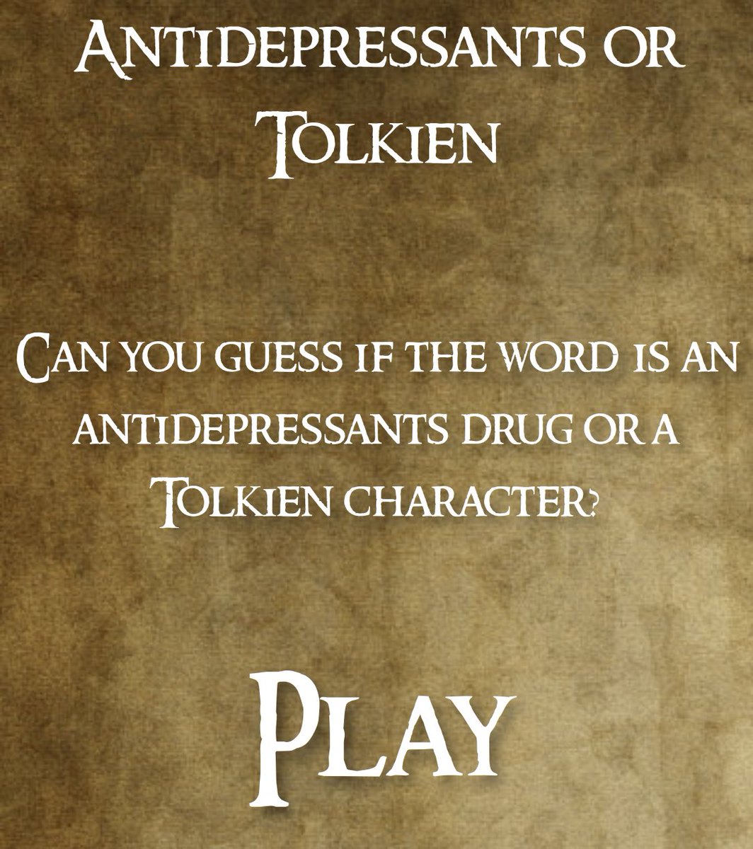 MdcnCabreada's tweet photo. ¿ANTIDEPRESIVO O PERSONAJE DE TOLKIEN?
¿CUÁNTOS ERES CAPAZ DE ACERTAR?
https://t.co/dl8r3DGr0u https://t.co/xyIioersTa