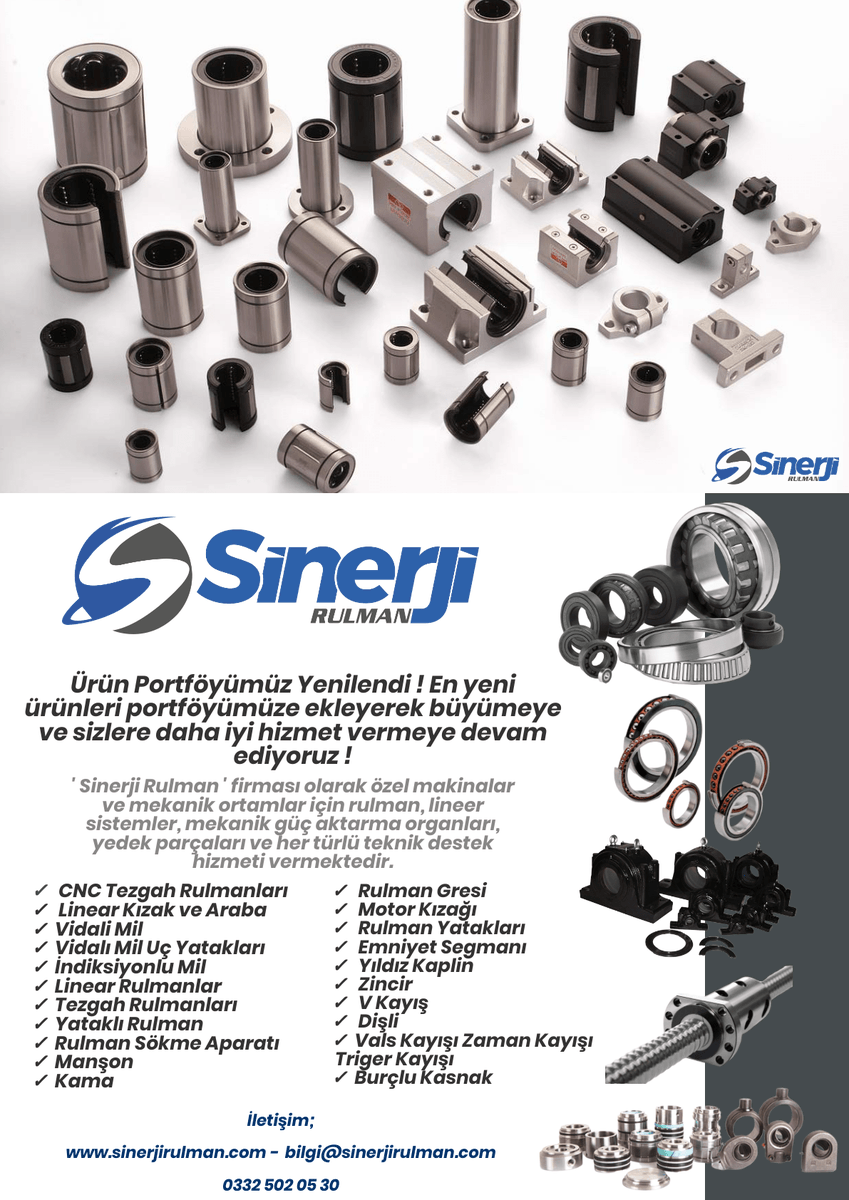TradeSinerji's tweet photo. Sinerji Rulman -
✅CNC Tezgah Rulmanları
✅ Linear Kızak ve Araba
✅ Vidali Mil
✅ Vidalı Mil Uç Yatakları
✅ Linear Rulmanlar
✅ Tezgah Rulmanları
#CNC #machine #MachineTools #CNCmachines #Sinerjirulman #Plasticmachines #Vidalımil #Somun #Cnctezgah #Tezgahtakım #CNCParça https://t.co/avz5rYpRAS