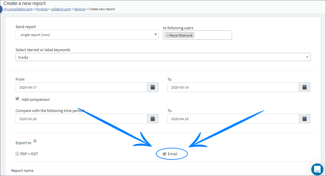 collabim's tweet photo. Would you like to have all your reports in your email without having to download any documents? Now it is possible! Just click on the button Export to e-mail while creating a new report. https://t.co/aoUk5WXGN8