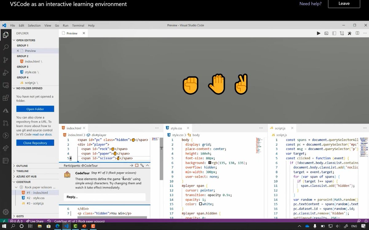 SalmanMKC's tweet image. By the end of @lee_stott&apos;s I have learnt so much, my GitHub will hopefully be having a bunch of Code Tours instead of just comments! And YES I still use the default VSCode theme 🚀 Thank you @lee_stott!!! Amazing as always! 😊#MSBuild #MSBuild2020