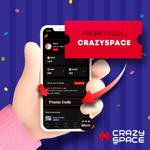 Coupon Code for Crazyspace Fans
100% bonus cash! You should claim within 5/21. Go tell your friends about it. Follow the below easy steps.
1. Open any web browser and visit crazyspace.net
2. Tap “More” and find “Promo Code”.
3. Enter “CRAZYSPACE”
4. Enjoy and win!