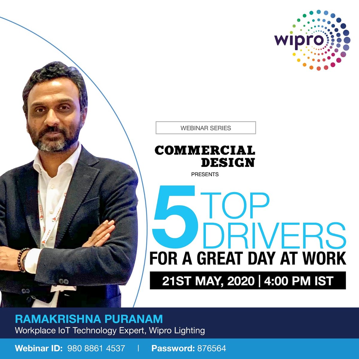 SaubieThe's tweet photo. Wipro and Commercial Design invite you to the first edition of the webinar series that  explores the significance of IoT technologies.

Date and Time: 21st May, 2020 | 4:00pm

https://t.co/OLTyDKdRwK
Webinar ID 980 8861 4537

@tatatrusts @TataPower @TataCompanies  @RNTata2000 https://t.co/5rPvGSMv0Q
