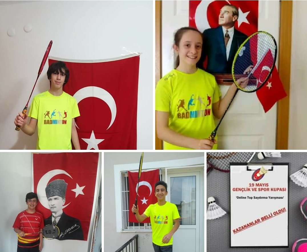 Badminton Federasyonumuzun 19 Mayıs Atatürk'ü Anma Gençlik ve Spor Bayramı Top Sektirme yarışmasında dereceye giren sporcularımız 👏👏👏🏸💪♥️🇹🇷
👉Yıldızlar ;
3-Buse Mazı (İzmir)
👉Gençler ;
2-Emre Aydın (İzmir)
3-Furkan Karatekin (İzmir) 
4-Samet Kaan Elbeyi (İzmir)
<a href="/BadmintonIl/">İzmir Badminton İl Temsilciliği</a>