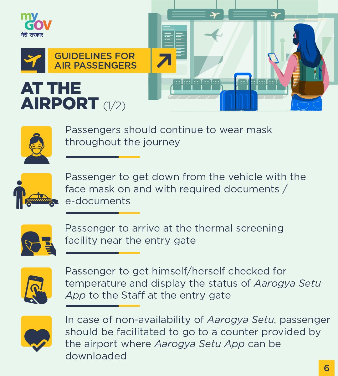 Rules to be followed by the passengers after reaching the Airport.  #IndiaFightsCorona