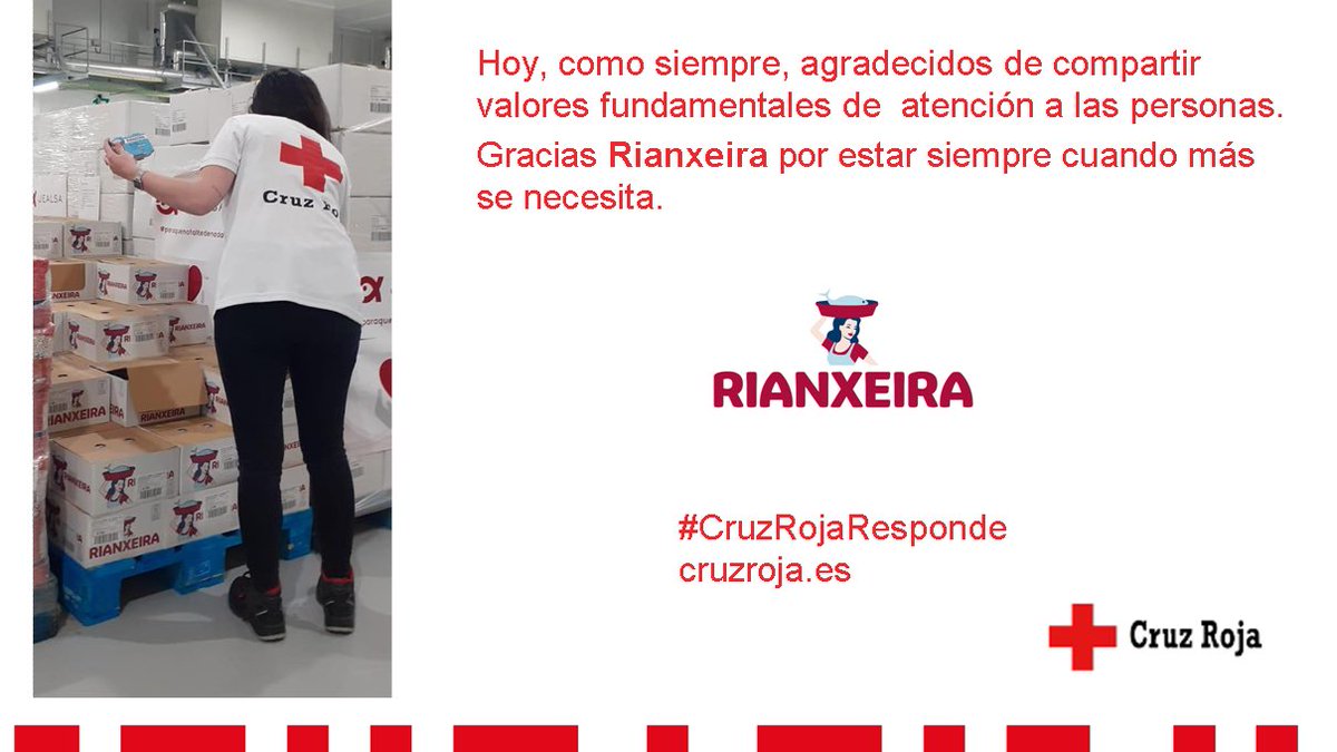 CruzRojaMadrid's tweet photo. Hoy queremos lanzar un mensaje de agradecimiento a nuestro colaborador #Rianxeira, gracias por vuestra ayuda y solidaridad en estos momentos ♥️.

#CruzRojaResponde https://t.co/7okDkQl3Xj