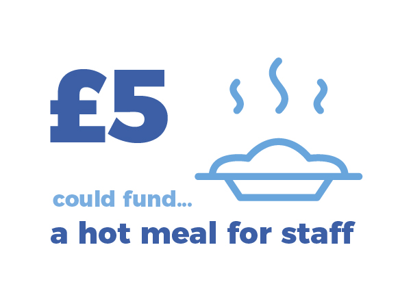 Just £5 will pay for a hot meal for a hardworking NHS worker on the frontline. A small donation can make a huge difference to staff and volunteers! #Thankyou #NHSHeroes

Please continue to support the #COVID19 Urgent Appeal: 
nhscharitiestogether.co.uk/donate/