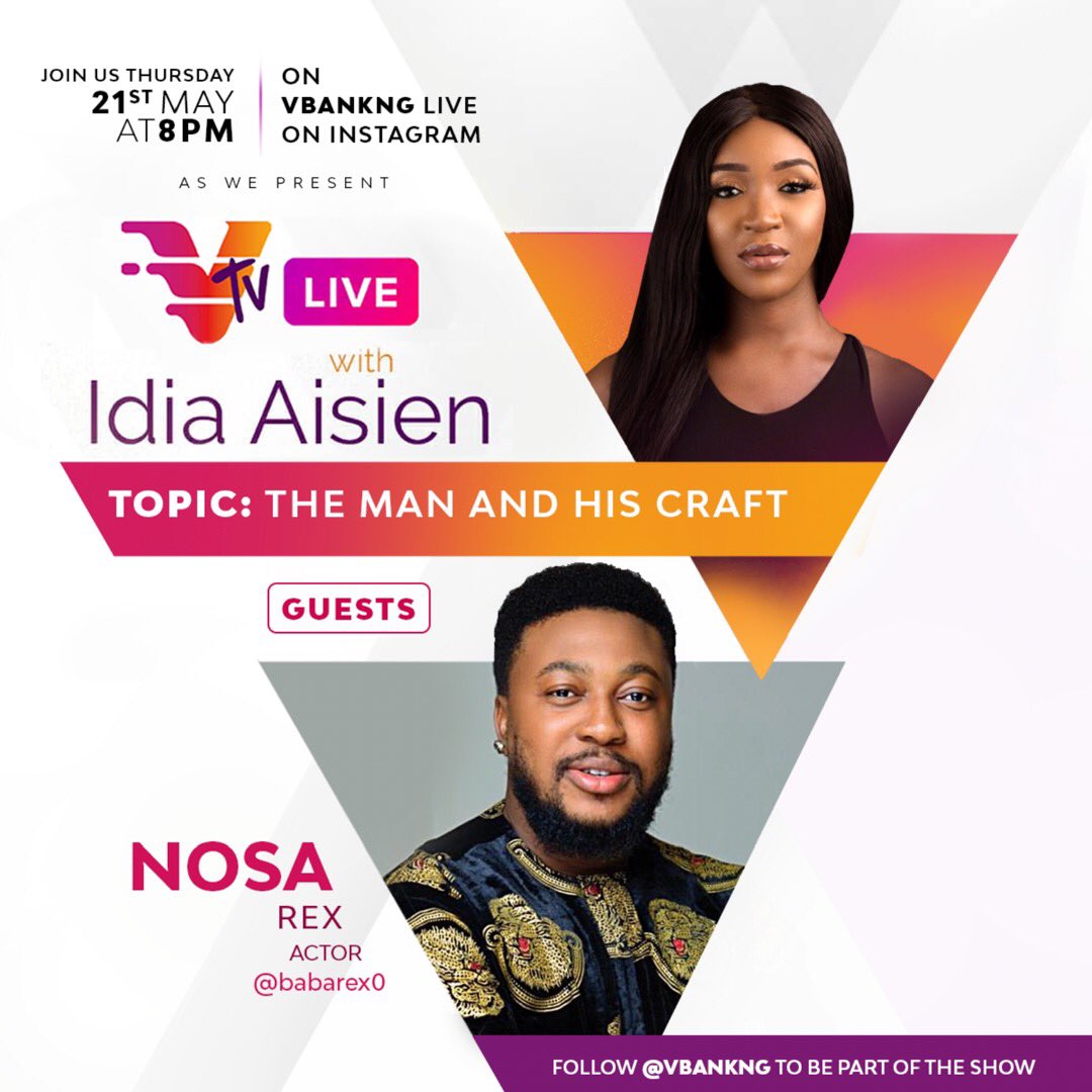 vbankng's tweet photo. On tonight’s #ConversationWithIdia, we’ll be hosting one of the most popular comedians. 

Join us by 8pm live on IG, as @babarex talks us through his craft and the process that has led him to where he is. We promise you it is going to be fun.

#BankWithV #Vbankng https://t.co/Fz8JYWz4mE
