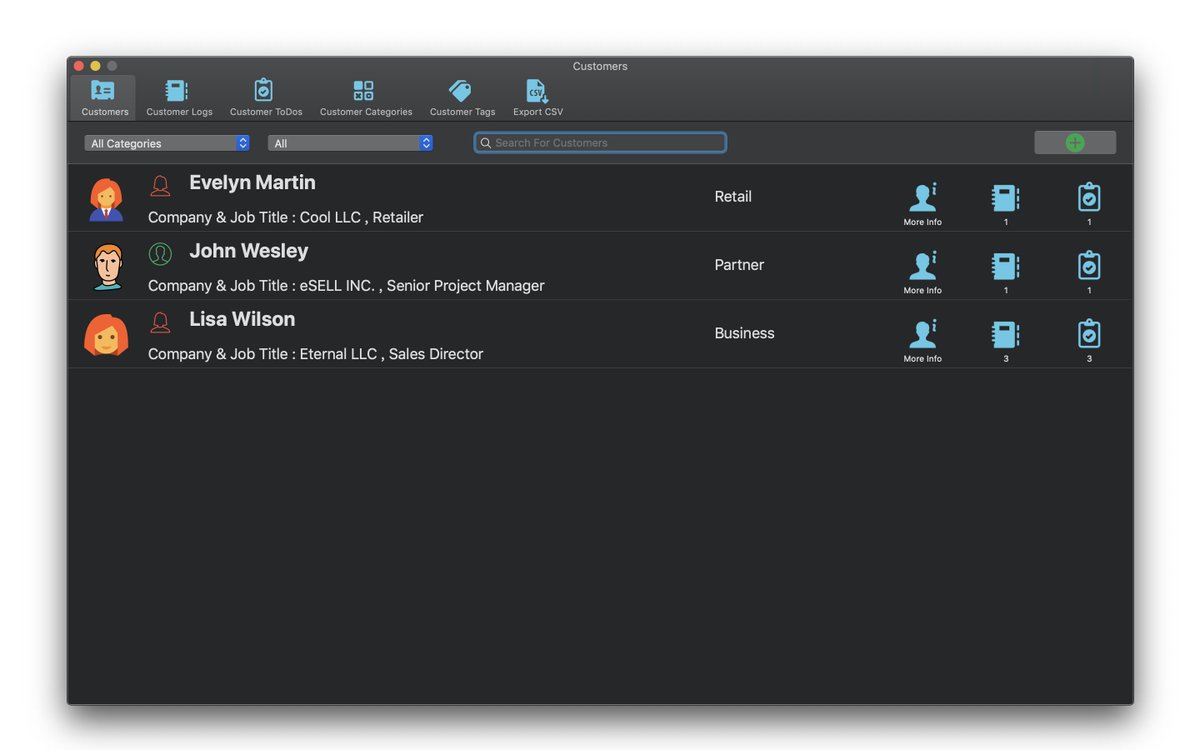 EternalLabsApps's tweet photo. Customer Management - Contacts App
Customer To-do &amp; Log Tracker
#Customer #Contacts #CRM #Todo  #App 

Mac App Store:
https://t.co/JFqzNsEoDt

CustomerManagement is a well-organized and easy to navigate app with extended functionality to manage your personal and business contacts https://t.co/UtpTWAb5Zg