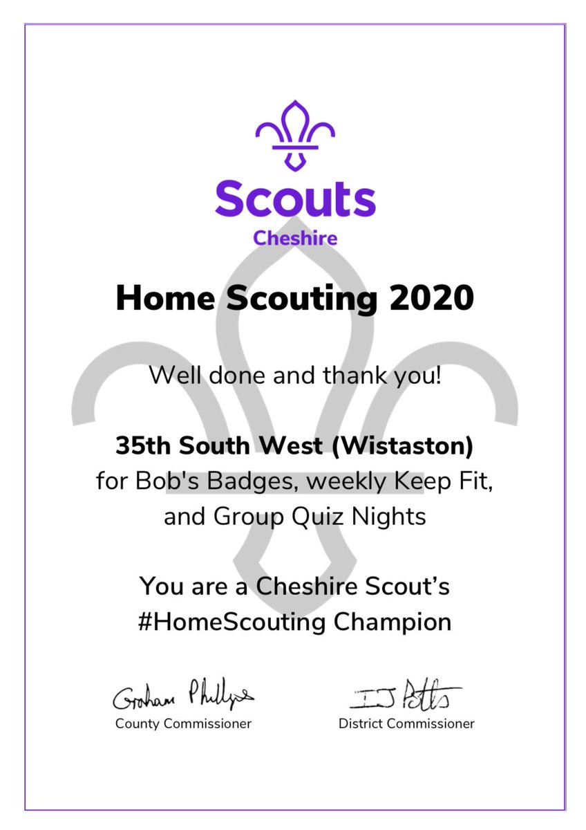 wistastonscouts's tweet photo. A big thank you to all our amazing leaders who continue to find new ways to deliver scouting to our 120 young children during the current situation making them a @CheshireScouts #HomeScouting champion! 👏🏼🏅 https://t.co/ZHsZM7T5ep