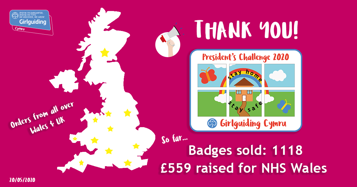 GuidingCymru's tweet photo. YOU ARE AWESOME! 💙 Thank you to everyone who has downloaded our President's Challenge Pack &amp; purchased badges.

So far we have raised £559 for #NHSWales and it's only been 1 week since they were released! Well done everyone  💙
➡️https://t.co/0QhjrNM2Us

#Girlguiding https://t.co/jsGHU8yQ2g