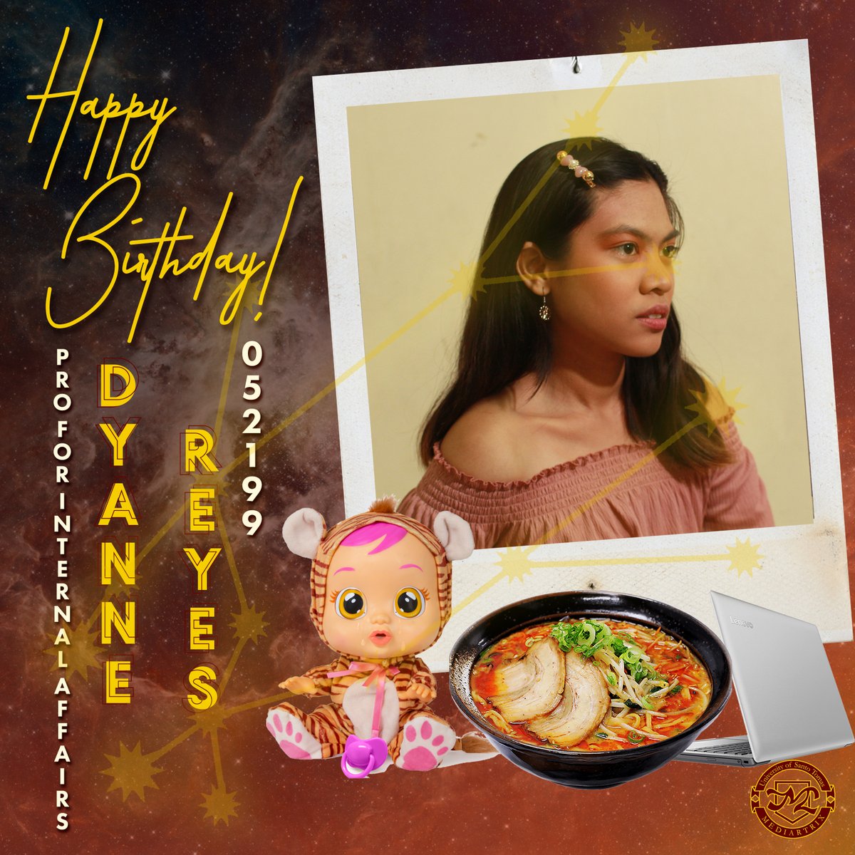 mediartrixust's tweet photo. We would like to greet a Happy Quarantine Birthday to our lovely Public Relations Officer, Dyanne Reyes! Continue to spread positive vibes to everyone and may the universe always give you constant happiness. 🥳

Your Mediartrix family loves you! 💖 https://t.co/wL9s1UNVEh