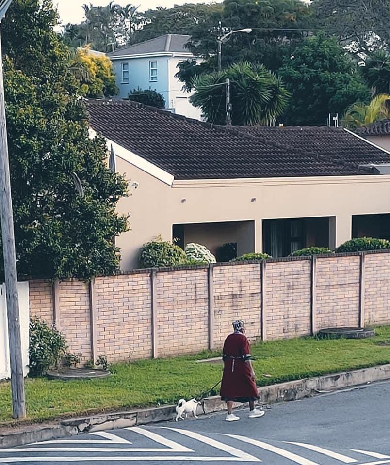 RamaboduObakeng's tweet image. Our Domestic workers are made to walk Dogs in the morning it looks like a 1980 picture, we have a long way to go .