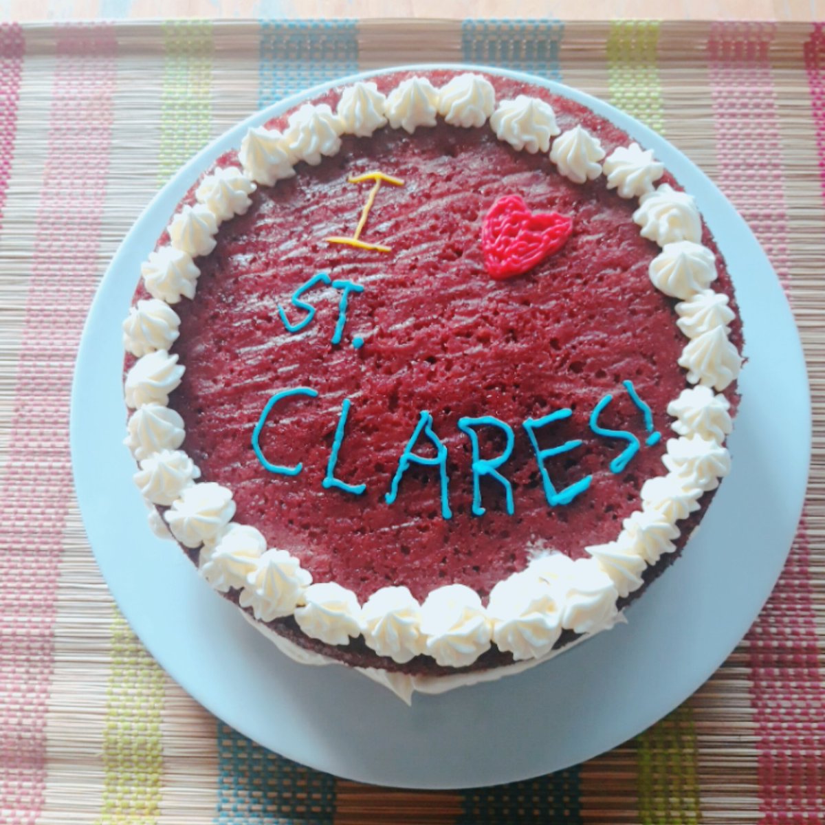 JChiclett's tweet photo. Evie worked so hard to perfect her cake yesterday. She misses all of her friends and teachers @stclares1803 #cookoff2020 https://t.co/Q7ndhHA03H