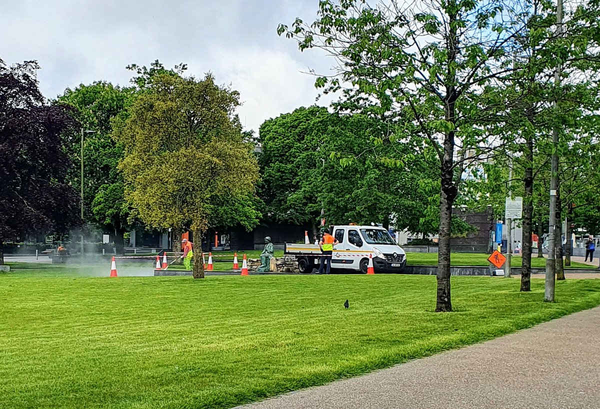 Eyre Square is getting a clean-up.  #Galway #Covid_19