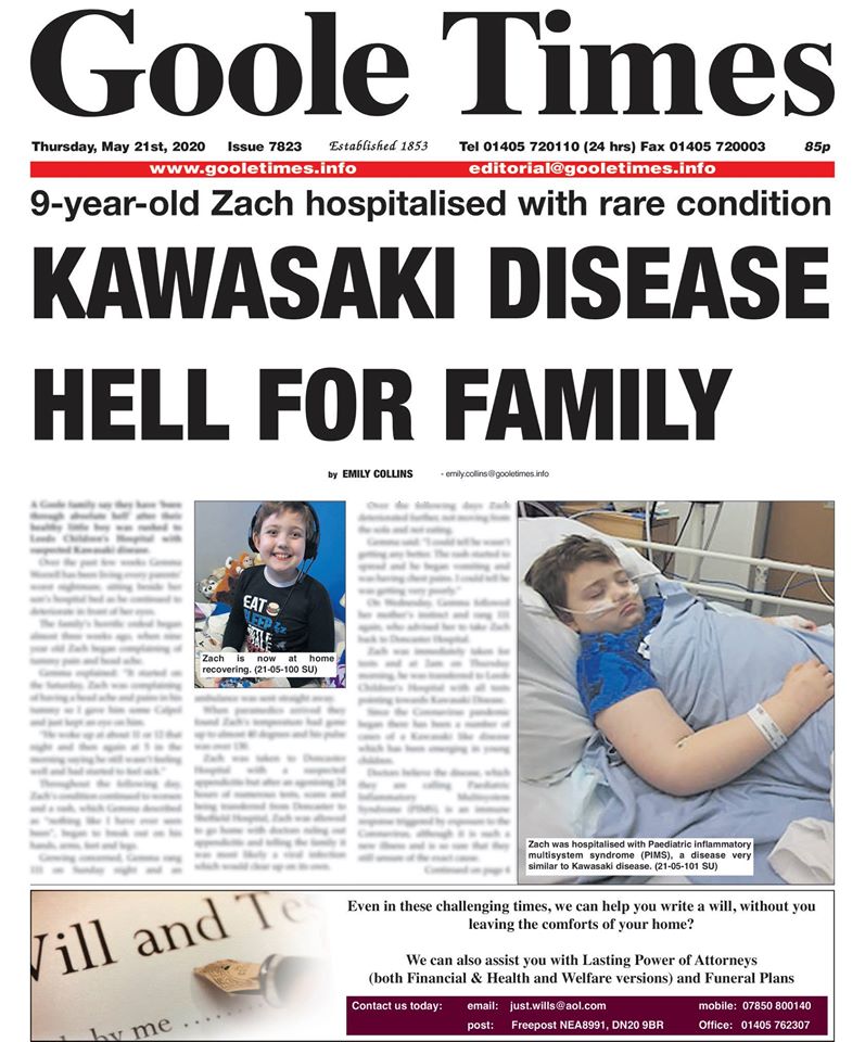 GooleTimesNews's tweet image. In this week's paper: A family’s horrific experience supporting their precious son through suspected Kawasaki disease. #Goole #news #KawasakiDisease #coronavirus