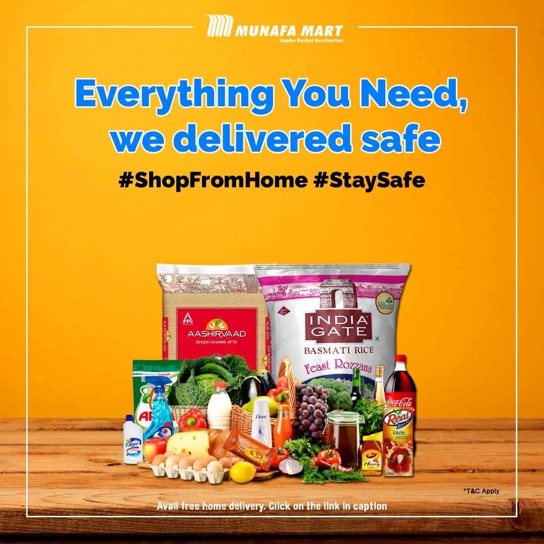 munafamart's tweet photo. Everything You Need, we delivered safe.
Just Place Your Order Online or Through call and Get your delivery in few hours.
https://t.co/53lIVh1gC4
#shopping #munafamart #lockdown #grocery #essential
#onlineshopping #munafa #staysafe #shopfromhome
#Safedelhi #smartshop #covid19 https://t.co/eNGQWhP2lN