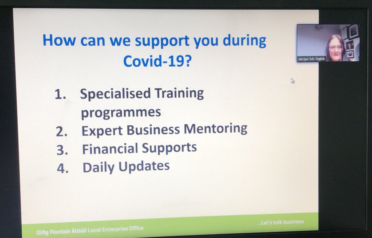 LEO_Kildare's tweet photo. Our Head of Enterprise Jacqui McNabb sharing the supports we have available to #restart the high streets in #Kildare @Loc_Enterprise https://t.co/McABvdpSOo