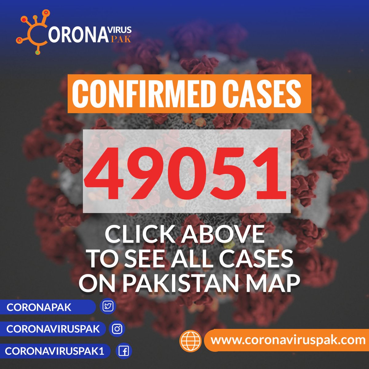 coronapak's tweet photo. The TOTAL numbers of CORONAVIRUS cases in PAKISTAN are getting WORSE. 😨
Do you want to see all the DEATHS 😵 and RECOVERIES on PAKISTAN MAP? ☪️ 🗺️
visit here 👇 👇
https://t.co/SBqIsQPpwM

#EidUlFitr #EidWithFrontliners #Corona #COVIDIDIOTS #Covid_19 #COVIDー19 https://t.co/Axf6VsL3IR