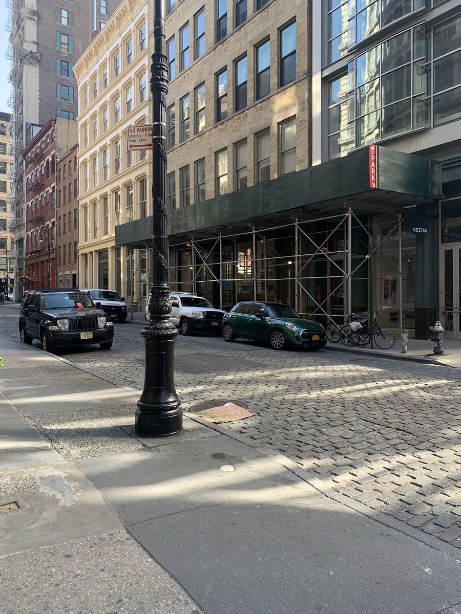 ceeeeps's tweet photo. @NYPDTransport @NYC_DOT ‘s priorities during a pandemic 👌. I was ticketed 17 minutes into the ‘No Parking’ period. Also note: the car directly across the street has been parked 5ft from a fire hydrant for the past 4 days and no ticket https://t.co/C8BStWHHuo