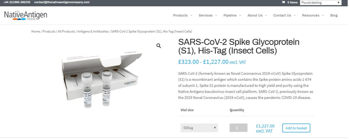 4/ X Right it's Death by Insect Thread Time:SARS-CoV-2 Spike Glycoprotein (S1), His-Tag (Insect Cells)£323.00 – £1,227.00 excl. VAT https://thenativeantigencompany.com/products/sars-cov-2-spike-glycoprotein-s1-his-tag-insect-cells/