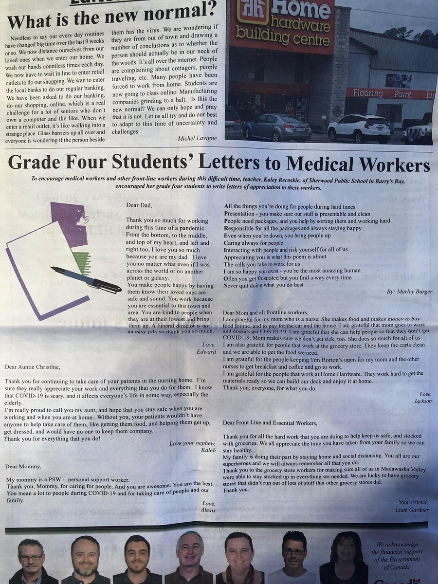 sherwood4and5's tweet photo. A shout out this morning to this amazing group of young people, who wrote letters to their loved ones working hard to keep us safe. They write with #gratitude and #love when it is needed most. 
I am always proud of them. 
-Ms. K. 
#livingislearning #writingfromtheheart https://t.co/zCqHP0HDak