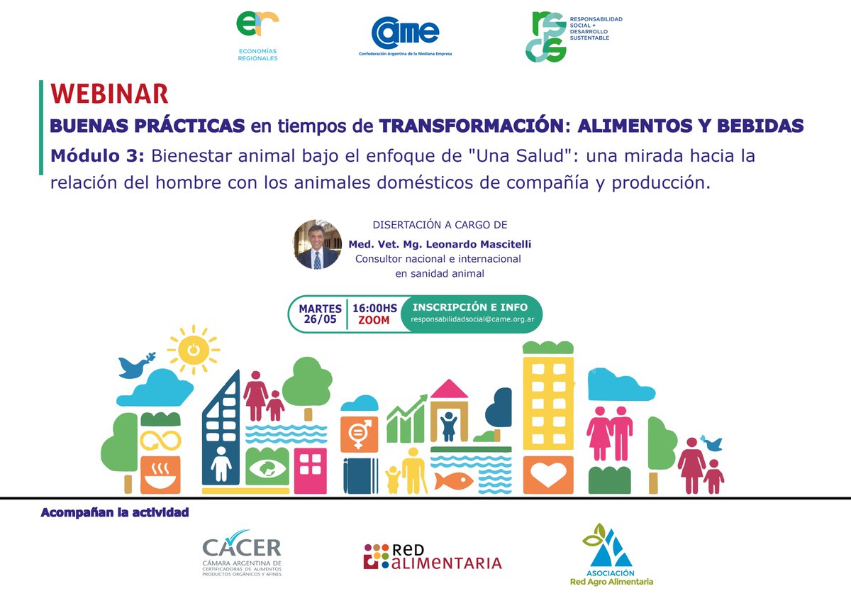 redcame's tweet image. Sumate al 3° módulo del webinar "Buenas prácticas en tiempos de transformación: alimentos y bebidas" donde @leomasci explicará los cuidados especiales que se deben tener al entrar en contacto con animales de compañía y de producción.
Inscribite👉responsabilidadsocial@came.org.ar