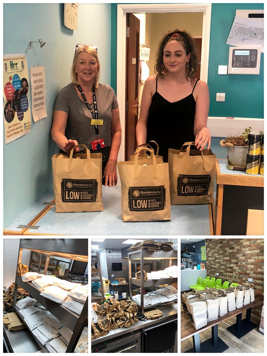 RoostersPP's tweet photo. Our #RoostersPiriPiri branches in Watford and Reading delivered over 50 meals each to their local hospitals to show their appreciation for all the continuous hard work from our #NHS

#ClapForOurCarers https://t.co/yJZHio082O