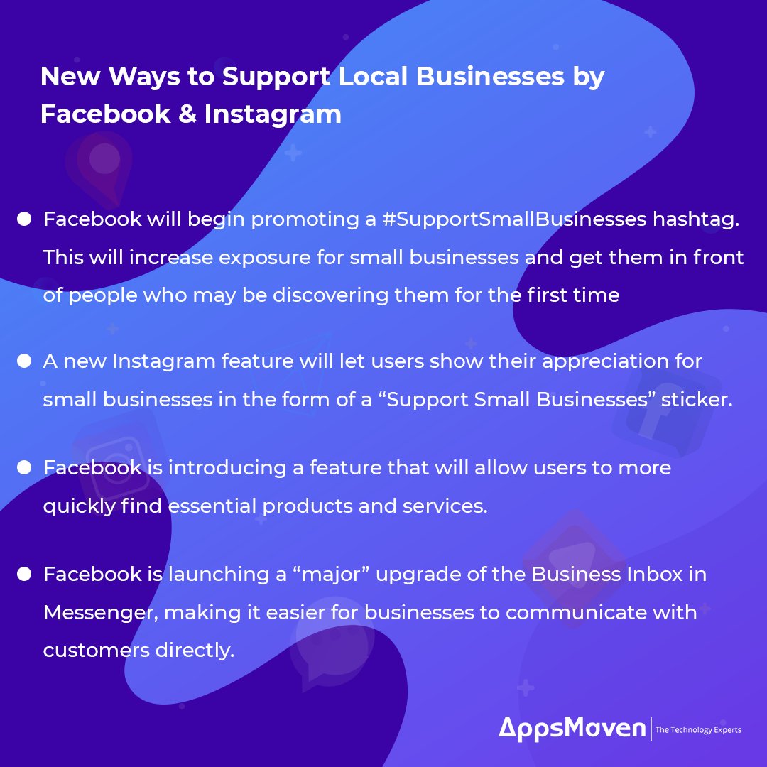 AppsMaven's tweet photo. #SocialMedia Platforms like #Facebook &amp; #Instagram has introduced new ways to support #localbusinesses. Read here to know more👇
#SupportSmallBusinesses #Hashtags #Users #Stickers #Products #Services #Brands #BusinessInbox #Messenger #Communication #SMO #DigitalMarketing https://t.co/ZdAtAc8ovH