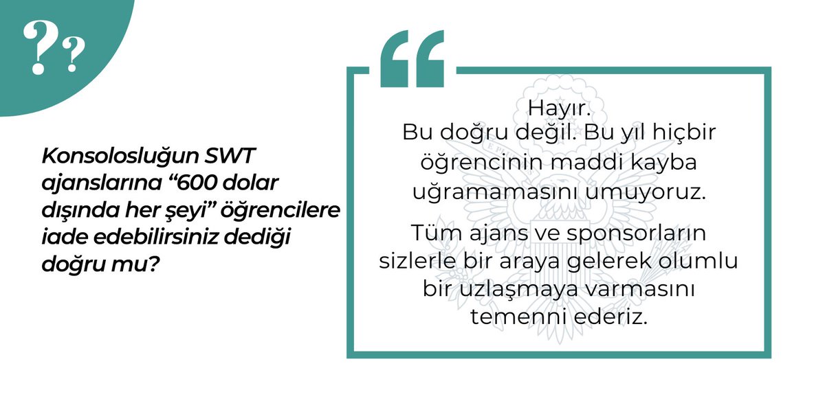 USConsIstanbul's tweet photo. #SWT #WAT #WorkandTravel #SummerWorkTravel öğrencilerinin dikkatine📣: 
Bu yılın yaz dönemi programıyla ilgili sormak istediğiniz sorular ve endişe ettiğiniz konular olduğunu biliyoruz. Bize en çok gelen beş soruya verdiğimiz yanıtların da yer aldığı SSS’ye mutlaka göz atın. https://t.co/6LckLderkd