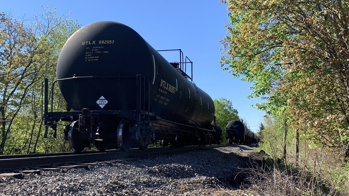 PhotogWKBW's tweet photo. Very different looking scene in East Aurora this morning as it appears all remaining rail cars have been put back on track. Workers now looking much more closely at the bridge itself. @WKBW https://t.co/jKJmXFSCjI