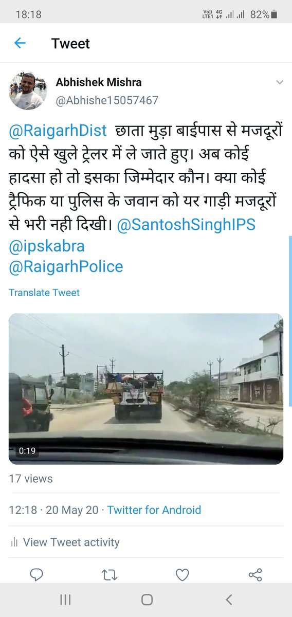 Abhiisunique1's tweet photo. @ipskabra @BemetaraDist Sorry to say sir but it's not enough, bcoz 1 day ego , I had mentioned you in tweet , those trailor which carrying #MigrantLabourers were crossed #Raigarh and going through #NH153 https://t.co/1Ywd4ujAyb