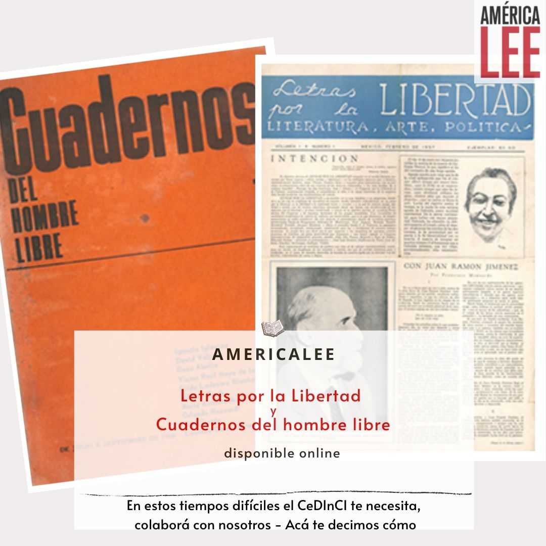 CeDInCI's tweet photo. 📣 #Novedades #AmericaLee 📚
.
🤩 Incorporamos dos nuevas colecciones a la plataforma de revistas latinoamericanas del CeDInCI, AmericaLee: Letras por la libertad y cuadernos del hombre libre, consultalas en https://t.co/6cJ0BdDPf3 https://t.co/Y7yJ5x0TqX