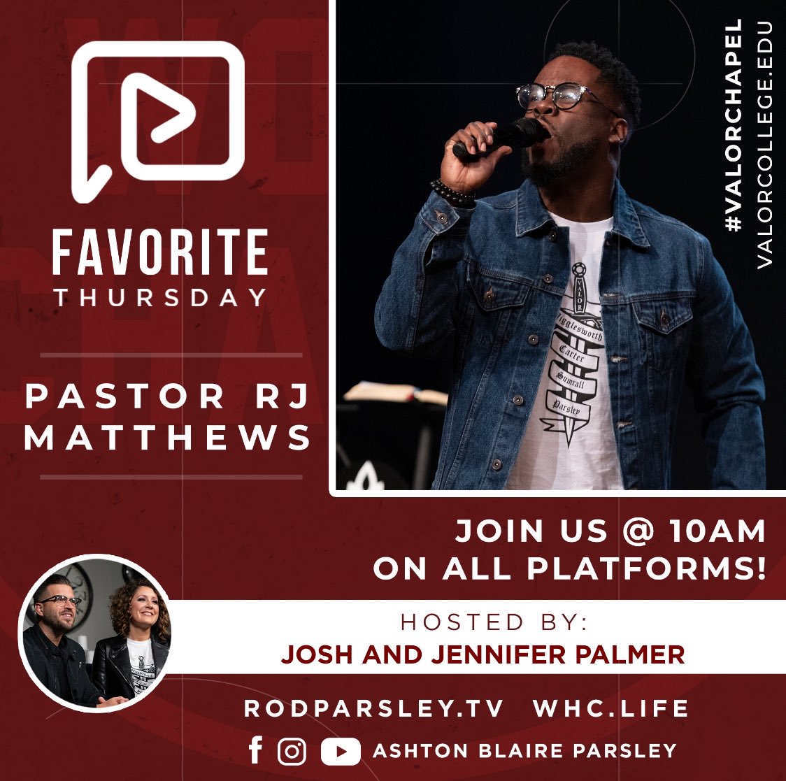 ValorCollege's tweet photo. Favorite Thursday Chapel | Today at 10am ET | Streaming live at https://t.co/mVogELuQV7!!
—
#valorlife #valorchapel #favoritethursday #chapel #cityharvestnetwork #worldchanger #valorgrad #valorcollege @rjmatthews @Palmer_Joshua https://t.co/1VuJO9NGsE