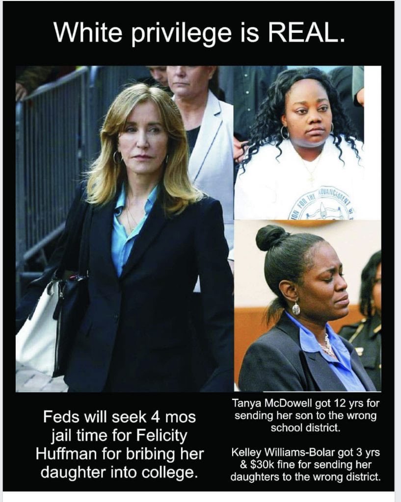 TreyDeHuete's tweet photo. @Yamiche Ahhhhhh the sentencing:
Thaz so very whyt of them 😡
#AuntBecky #LoriLaughlin #FelicityHuffman #CollegeAdmissionsScandal #VarsityBlues
#WhitePrivilege #WhitePrivilegeAtItsFinest https://t.co/OqaTOmSbHQ