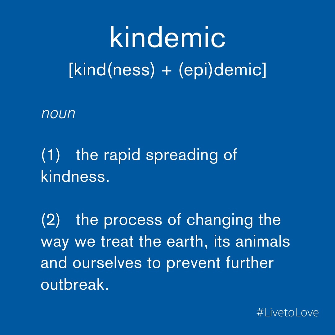 LiveToLoveIntl's tweet photo. Definition of "Kindemic".

#Livetolove #Kindemic #BeYourOwnHero #AloneTogether #bettertogether #ContagiousCompassion #Kindness #Pandemic #Covid #covid19 #supporteachother #BeKind #kind #compassion https://t.co/oXOoEFyfmZ