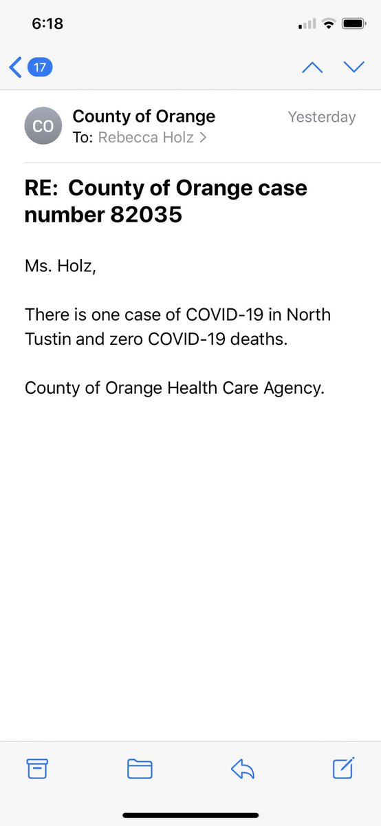 rebecca_holz's tweet photo. 1 reported COVID case in my town ever and 0 deaths. #ReOpenOC #ReOpenCalifornia #ImWithWagner #NoToNewsom @DonWagnerCA @GavinNewsom https://t.co/l0k3KaGY9h