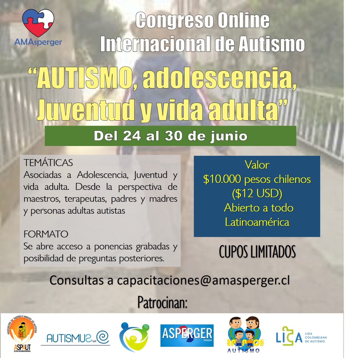 Amasperger's tweet photo. "Autismo, adolescencia, juventud y vida adulta" Congreso Internacional #Autismo 24 al 30 Junio 2020. Un lujo los expositores. Todo lo recaudado irá en ayuda de diversas fundaciones y ONGs. Toda la info en afiche. 
Ayúdanos a difundir. https://t.co/NQHHCtSiGV