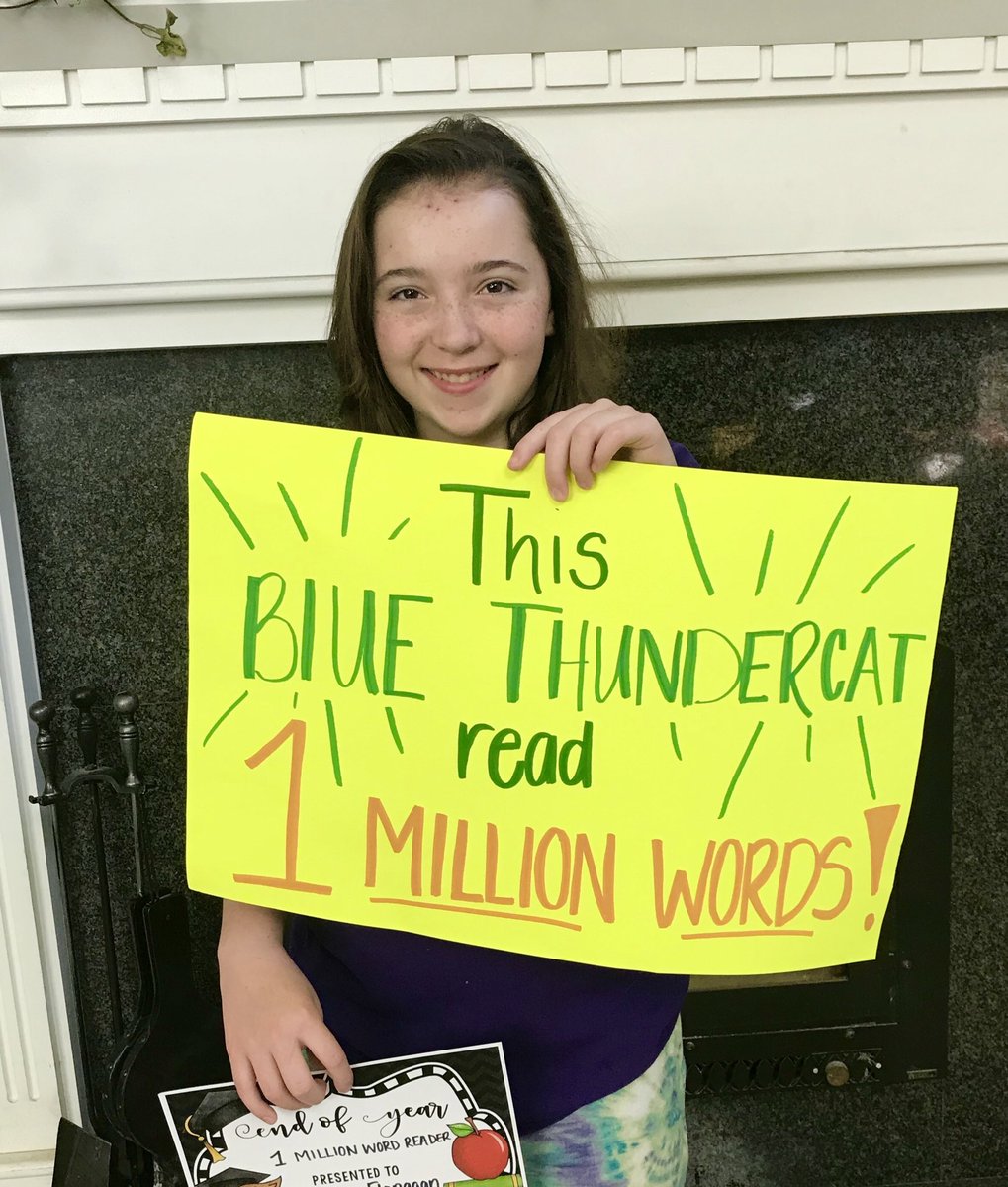 Here is another 1 million word spotlight! There was never a time she didn’t have a book in her hands. So proud of this kiddo!💙 #NMSChampions