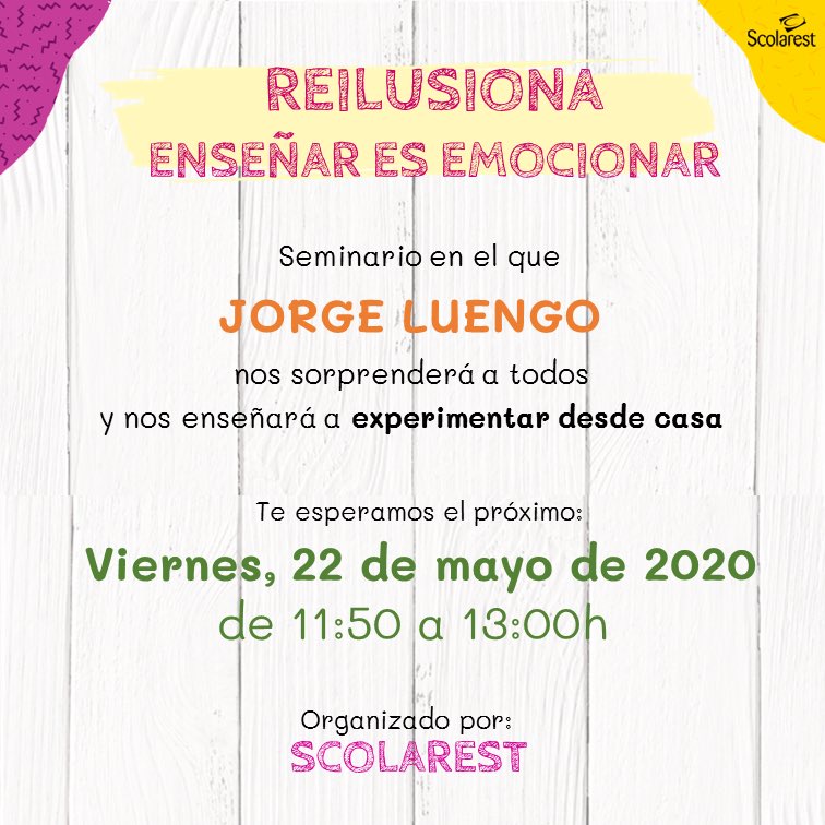 CECEAndalucia's tweet photo. ✅ Puedes hacer magia ✨ y todavía no lo sabes. Así que #Reilusiónate con @jorgeluengo 🎩 y #Escolarest 🍅🥦. Apúntate al webminar “Enseñar es emocionar”. ¿Te lo vas a perder⁉️ Aquí encontrarás el enlace 👇🏻
https://t.co/TjBOe9i06q https://t.co/RpN9c4SQ94